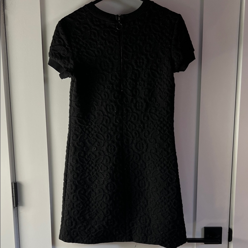 ZARA Woman Black Textured Knit Short-Sleeve Mini Dress – Size XS - Picture 2 of 5